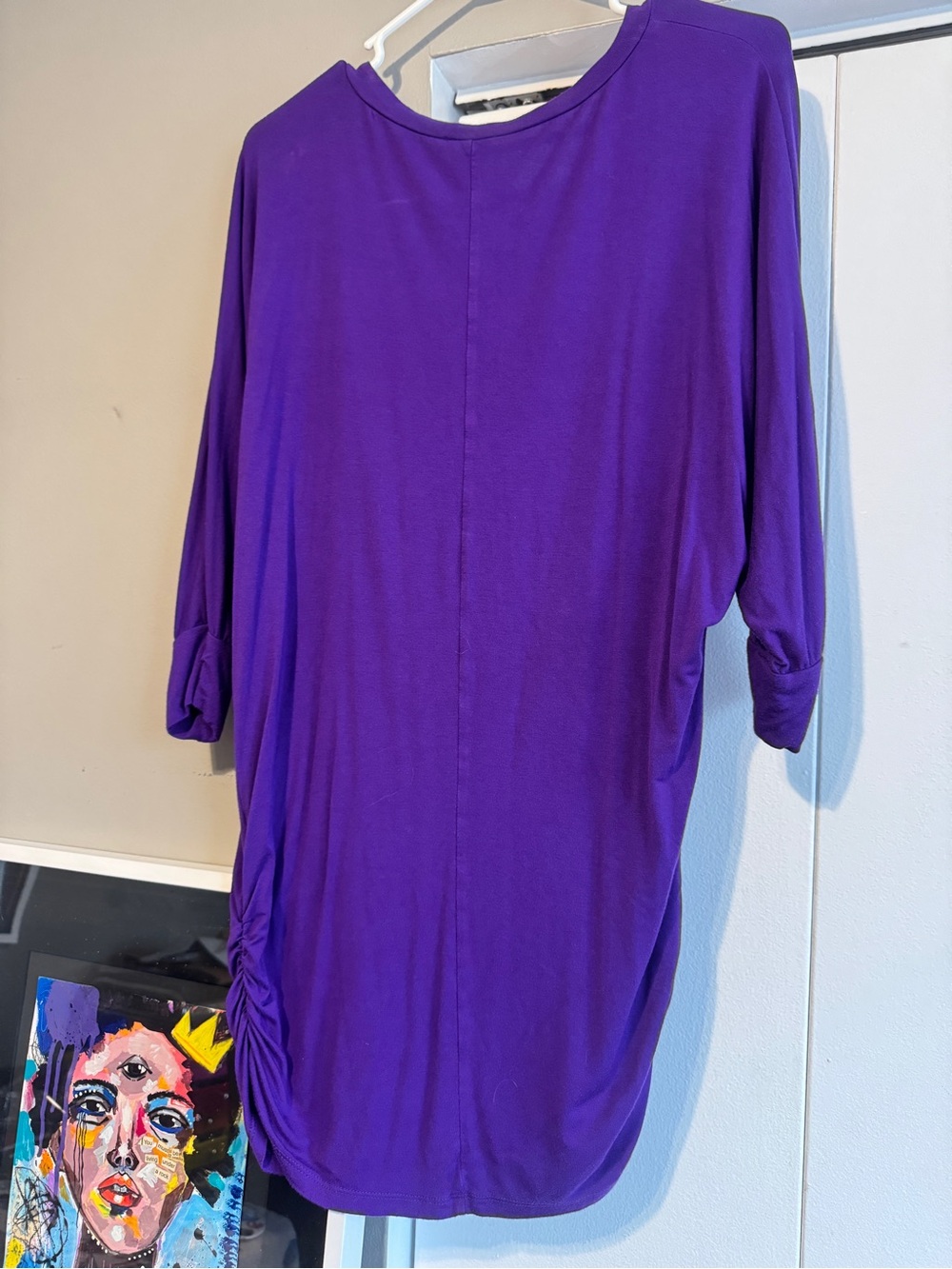 Made by Johnny Purple Oversized V-Neck Dolman Tunic Mini Dress L - Picture 5 of 8